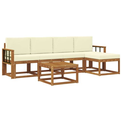 Комплект дивани за открито 6 pcs Натурален и Крема