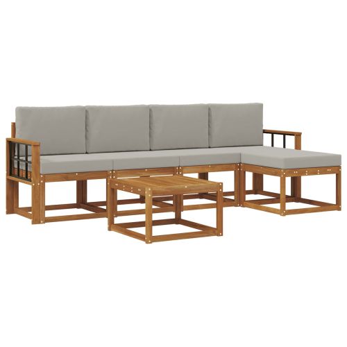 Комплект дивани за открито 6 pcs Естествено и светло сиво