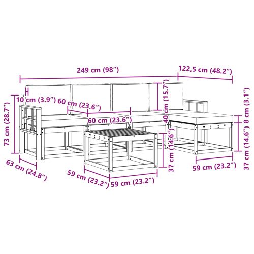 Комплект дивани за открито 6 pcs Натурален и Бежов