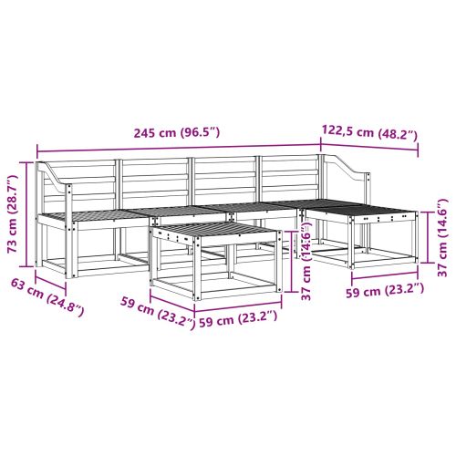 Комплект дивани за открито 6 pcs Естествен