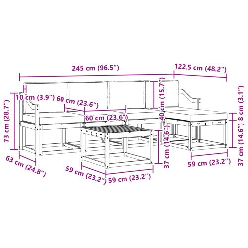 Комплект дивани за открито 6 pcs Натурален и Бежов