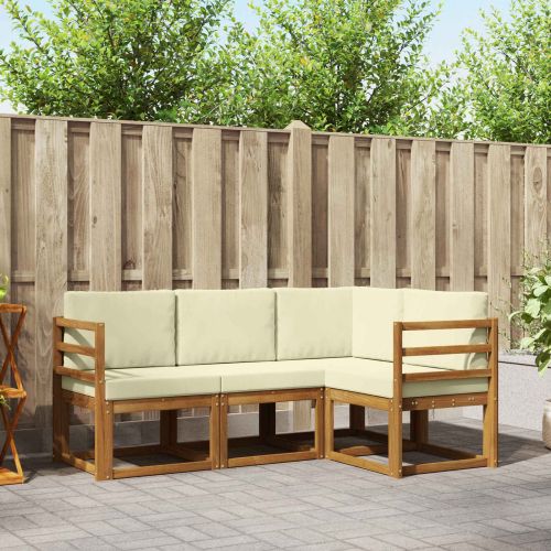 Комплект дивани за открито 4 pcs Натурален и Крема