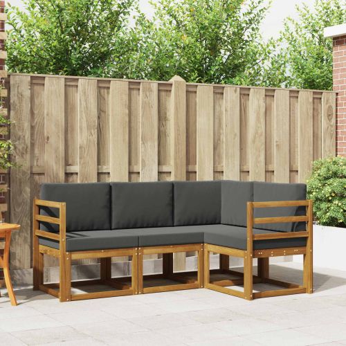 Комплект дивани за открито 4 pcs Натурален и Антрацит