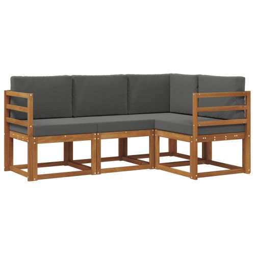 Комплект дивани за открито 4 pcs Натурален и Антрацит