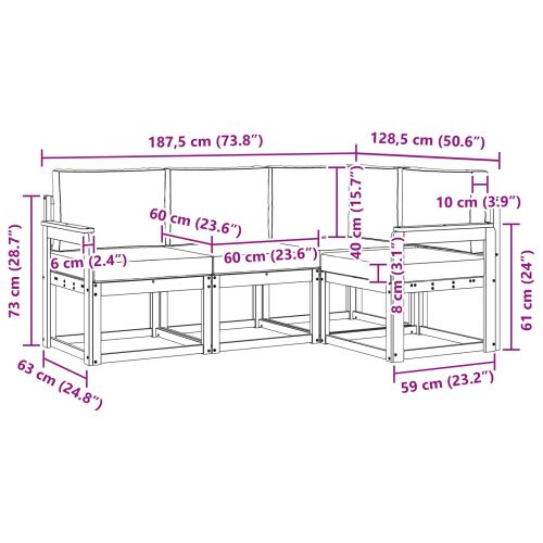 Комплект дивани за открито 4 pcs Естествено и светло сиво