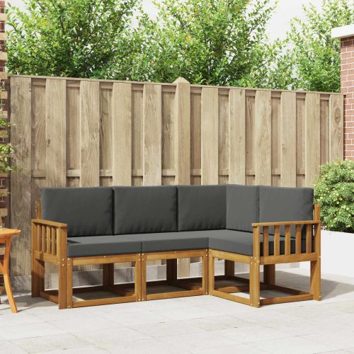 Комплект дивани за открито 4 pcs Натурален и Антрацит