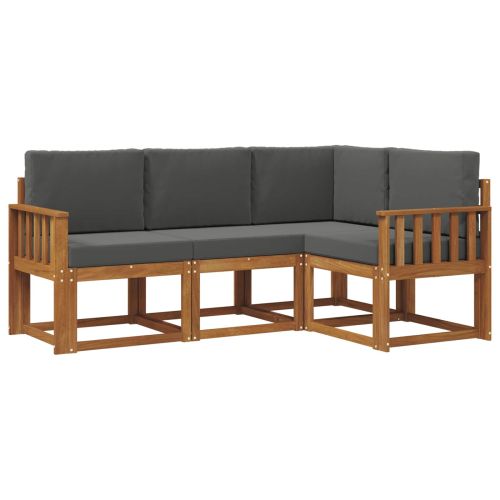 Комплект дивани за открито 4 pcs Натурален и Антрацит