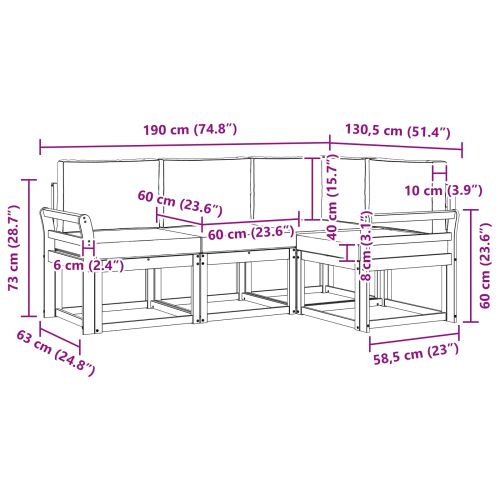 Комплект дивани за открито 4 pcs Естествено и светло сиво