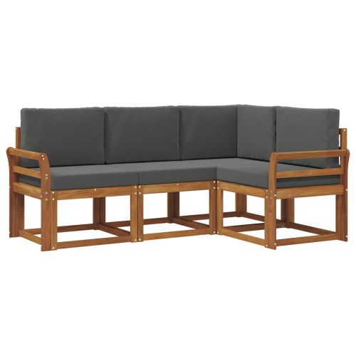 Комплект дивани за открито 4 pcs Натурален и Антрацит