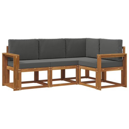 Комплект дивани за открито 4 pcs Натурален и Антрацит