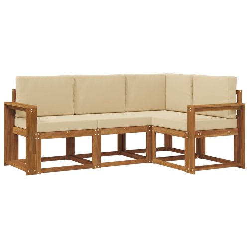 Комплект дивани за открито 4 pcs Натурален и Бежов