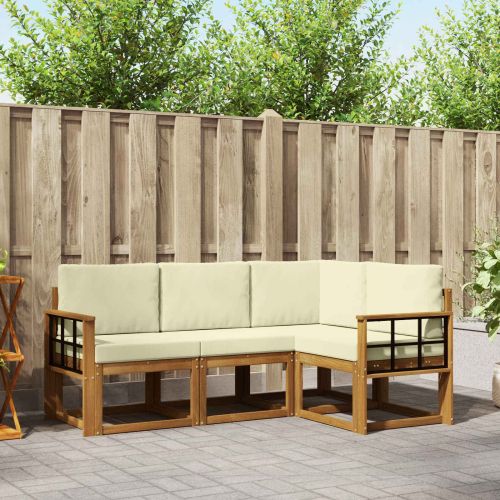 Комплект дивани за открито 4 pcs Натурален и Крема