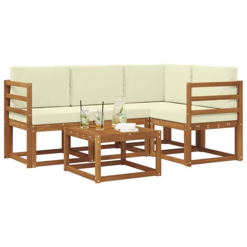 Комплект дивани за открито 5 pcs Натурален и Крема