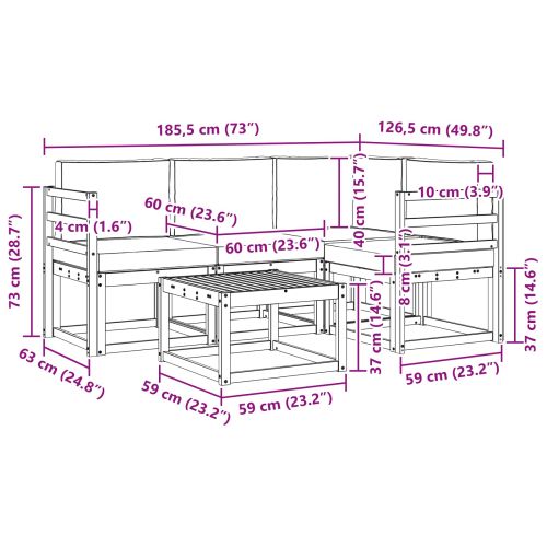 Комплект дивани за открито 5 pcs Натурален и Крема