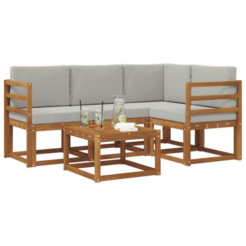 Комплект дивани за открито 5 pcs Естествено и светло сиво