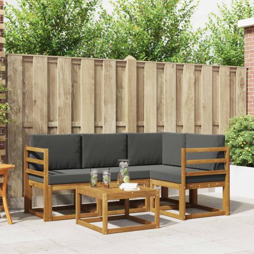 Комплект дивани за открито 5 pcs Натурален и Антрацит