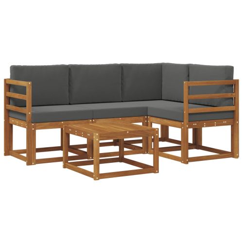 Комплект дивани за открито 5 pcs Натурален и Антрацит