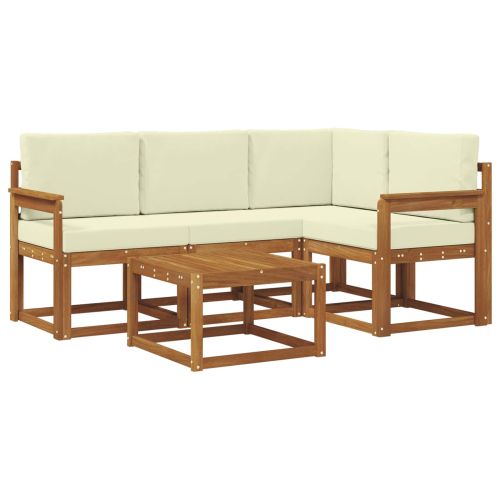 Комплект дивани за открито 5 pcs Натурален и Крема