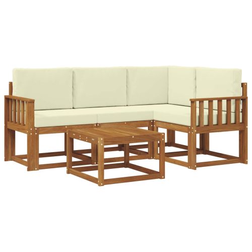 Комплект дивани за открито 5 pcs Натурален и Крема