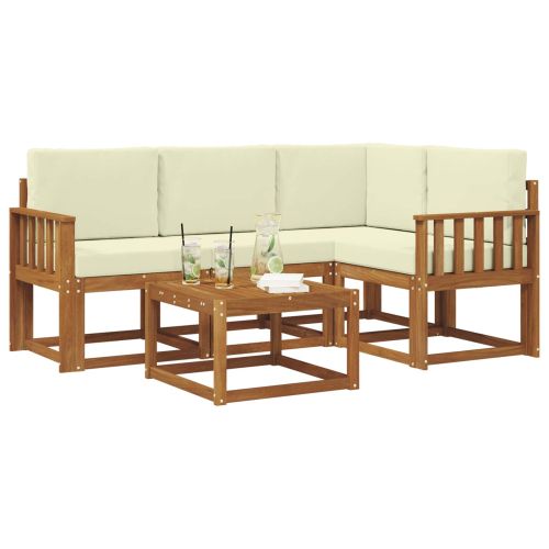 Комплект дивани за открито 5 pcs Натурален и Крема