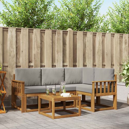 Комплект дивани за открито 5 pcs Естествено и светло сиво