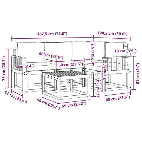 Комплект дивани за открито 5 pcs Натурален и Бежов