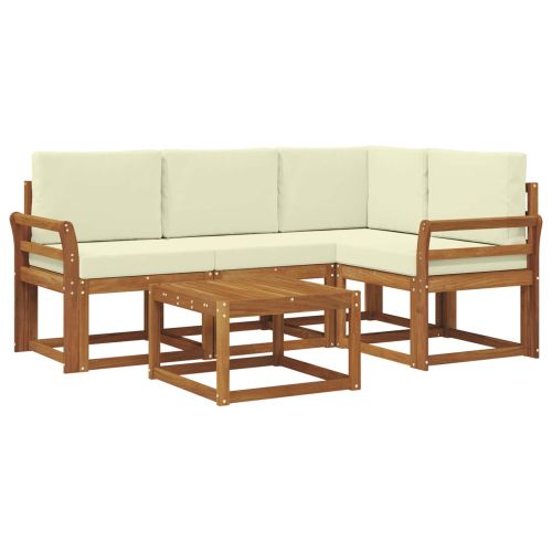 Комплект дивани за открито 5 pcs Натурален и Крема