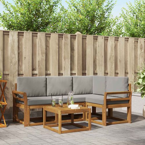 Комплект дивани за открито 5 pcs Естествено и светло сиво