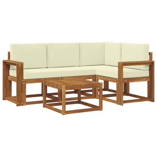 Комплект дивани за открито 5 pcs Натурален и Крема