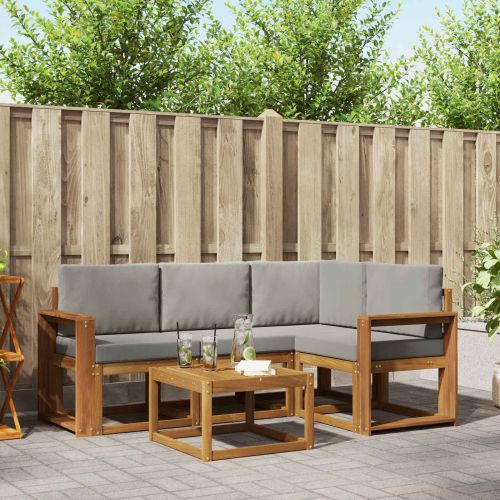 Комплект дивани за открито 5 pcs Естествено и светло сиво