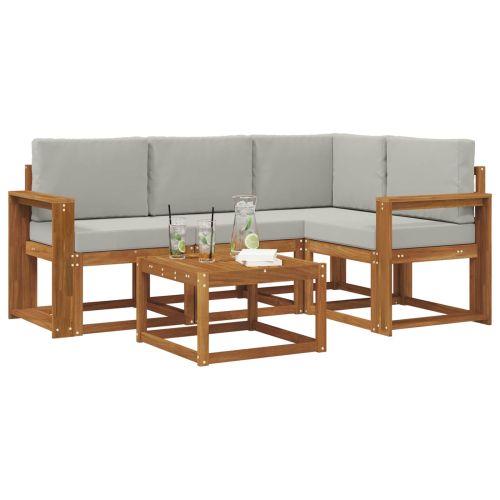 Комплект дивани за открито 5 pcs Естествено и светло сиво