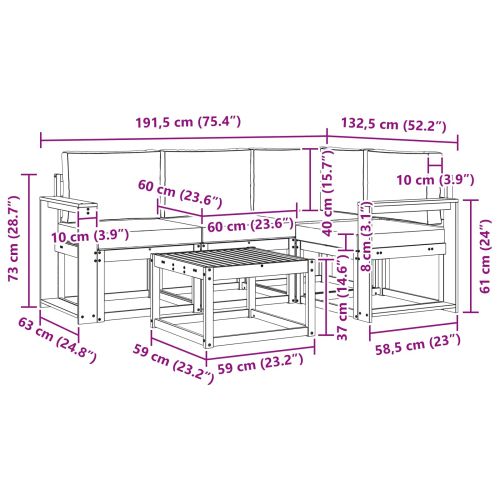 Комплект дивани за открито 5 pcs Естествено и светло сиво