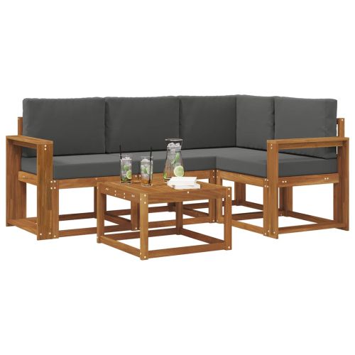 Комплект дивани за открито 5 pcs Натурален и Антрацит