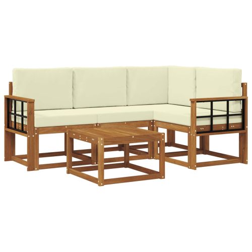 Комплект дивани за открито 5 pcs Натурален и Крема