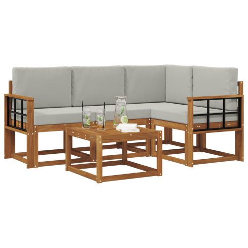 Комплект дивани за открито 5 pcs Естествено и светло сиво