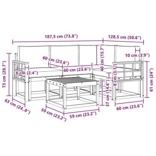 Комплект дивани за открито 5 pcs Естествено и светло сиво