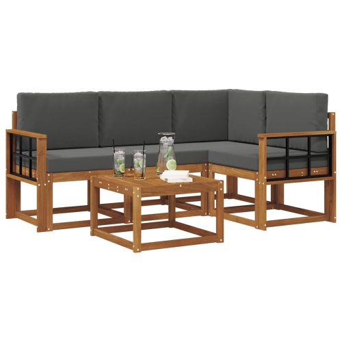 Комплект дивани за открито 5 pcs Натурален и Антрацит