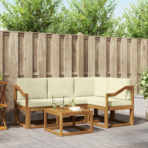 Комплект дивани за открито 5 pcs Натурален и Крема