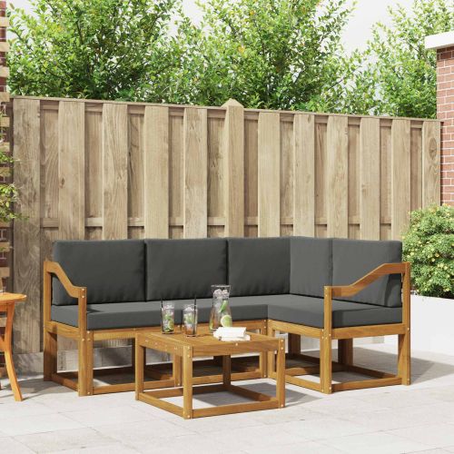 Комплект дивани за открито 5 pcs Натурален и Антрацит