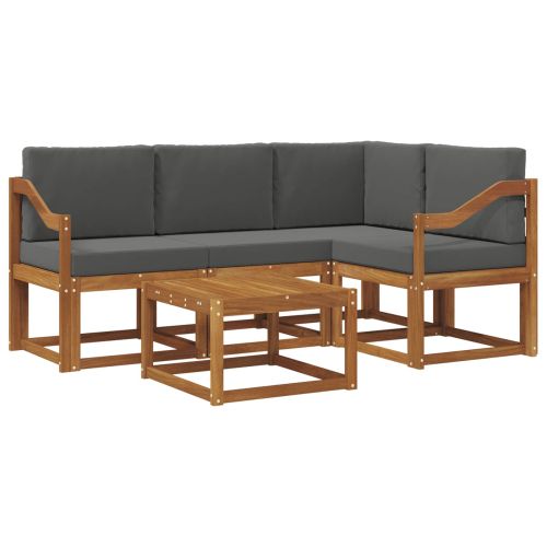 Комплект дивани за открито 5 pcs Натурален и Антрацит