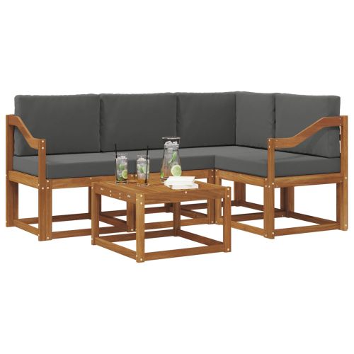 Комплект дивани за открито 5 pcs Натурален и Антрацит