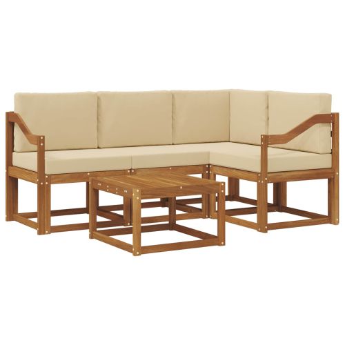 Комплект дивани за открито 5 pcs Натурален и Бежов