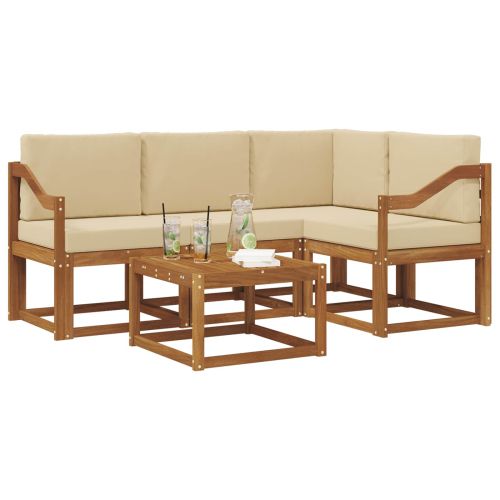 Комплект дивани за открито 5 pcs Натурален и Бежов