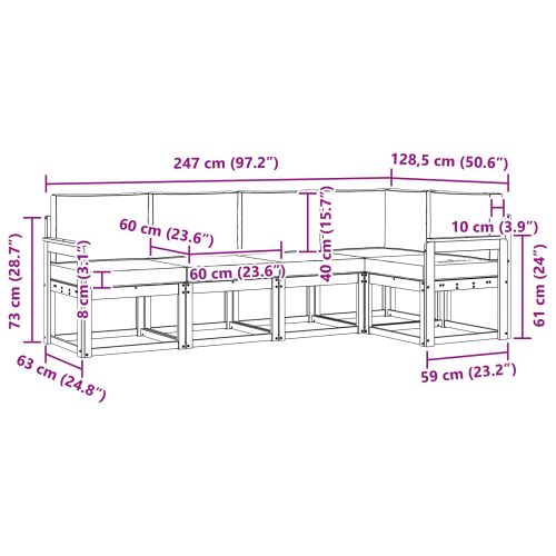Комплект дивани с възглавница 5 pcs Натурален и Антрацит