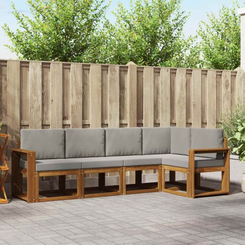 Комплект дивани с възглавница 5 pcs Естествено и светло сиво