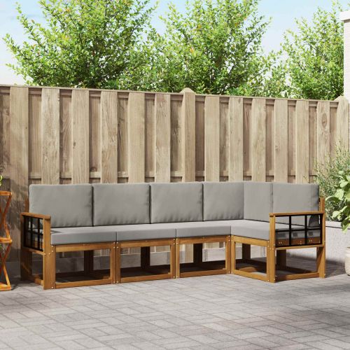 Комплект дивани с възглавница 5 pcs Естествено и светло сиво