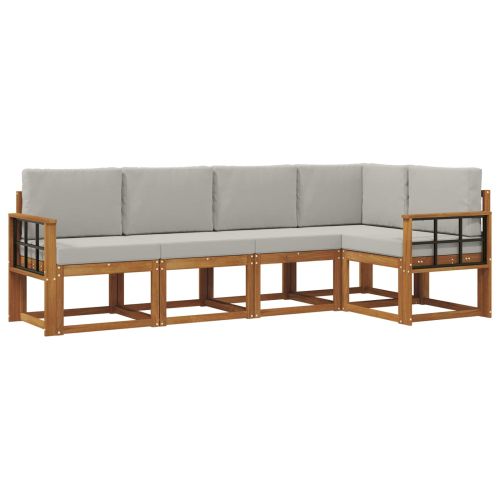 Комплект дивани с възглавница 5 pcs Естествено и светло сиво