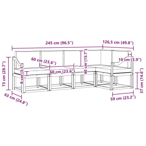 Комплект дивани с възглавница 5 pcs Естествено и светло сиво