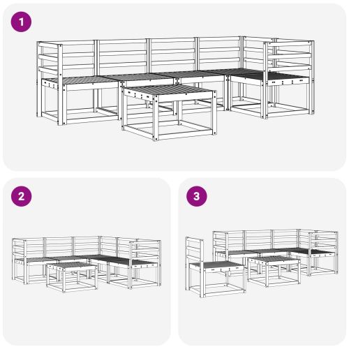 Комплект дивани 6 pcs Естествен Солидно акациево дърво