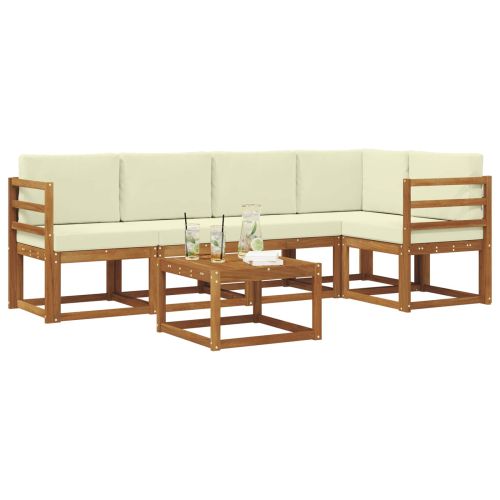 Комплект дивани за открито 6 pcs Натурален и Крема